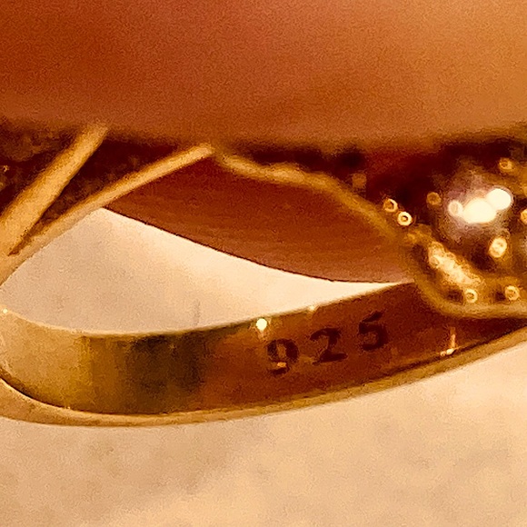 Cocktail Ring Size 6 Lapis Lazuli Cabochon & Diamonds - Picture 14 of 15